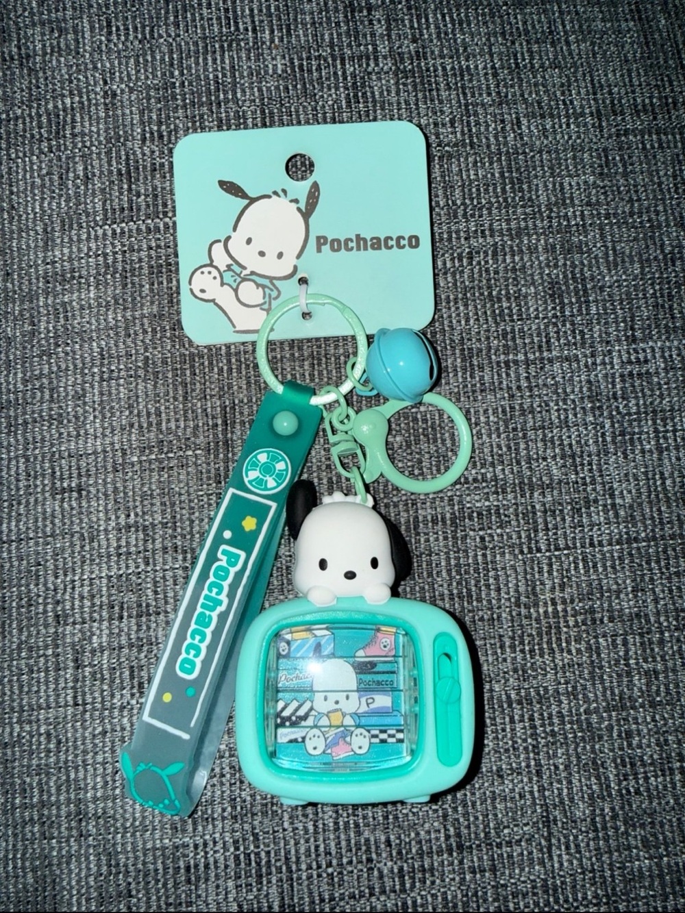 Sanrio Pochacco mini TV keychain with bell